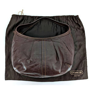 Coach Vintage Hobo Brown Leather Soft Pleated Ergo Lined Pink Satin Purse Bag